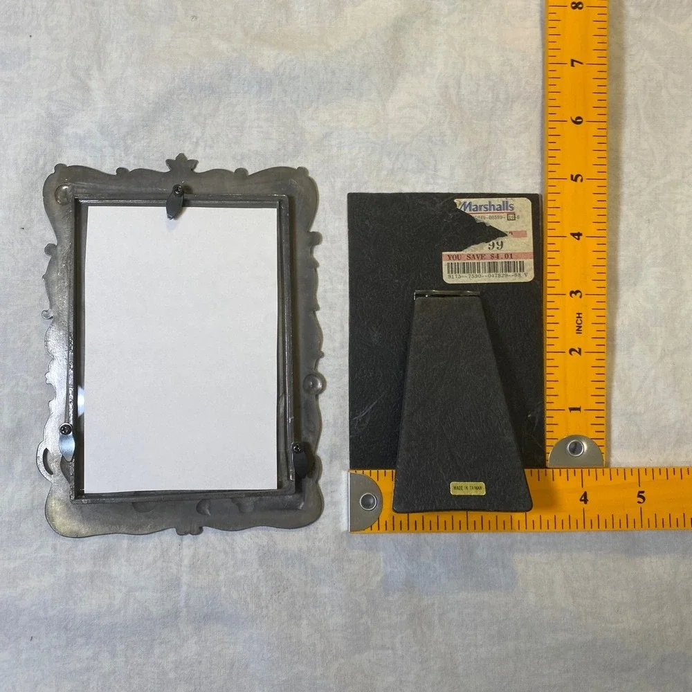 Vintage‎ Pewter Tea Set Picture Frame 4x3 Ornate Victorian Style